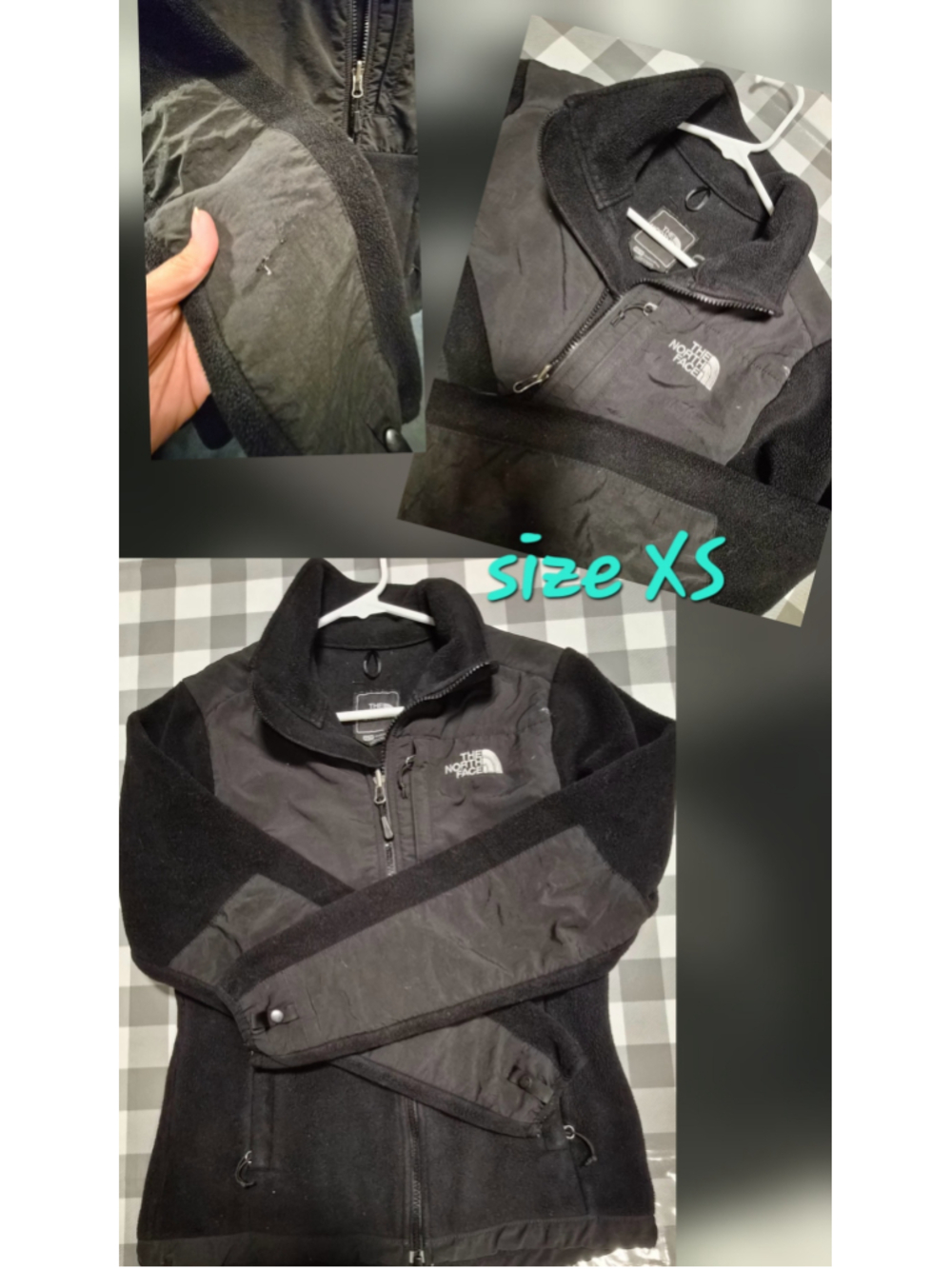 Women's The North Face Denali Fleece Jacket Black Grey Size XS